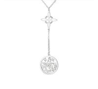 YIQPKUM Collier Médaille Croix Creux Étoile Délicat Acier Inoxydable Symbolisme Mystique Bijou pour Femme Protection Accessoire Charmes (Plaqué argent)