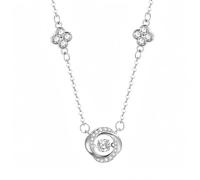 YIQPKUM Collier spirale cristal délicat zirconium cubique trèfle quatre feuilles pendentif bijoux remarquables femmes mère amies accessoires cadeaux (Plaqué Argent)
