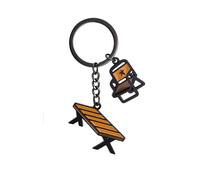 YIQPKUM Porte Clés Thème Camping Cadeaux Émail Banc Lanterne Anneau Extérieur Accessoire Voiture Clés Charmes (Marron)
