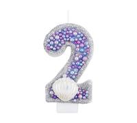 Yiran 3D Bougie Numéro 2 d'Anniversaire, Purple Bougies d'Anniversaire Scintillante Bougie Coquillage, Sirène Perle Bougies pour Anniversaire Fête sur le Thème Célébration Fournitures (Numéro 2)