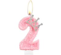 Yiran 3D Bougies 2 Numéro d'Anniversaire, Bougies Roses Scintillantes Cake Topper Bougies d'Anniversaire avec Couronne Paillettes pour décorations de gâteau fête d'anniversaire,célébration