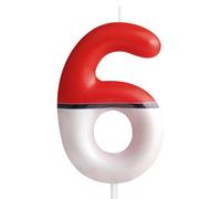 Yiran Bougie d'anniversaire numéro 6, bougie d'anniversaire rouge et blanc, gâteau décoration anniversaire, Film de dessin animé thème fille garçon enfant anniversaire bougie décoration