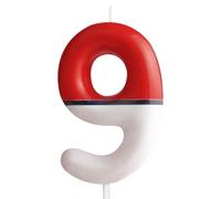 Yiran Bougie d'anniversaire numéro 9, bougie d'anniversaire rouge et blanc, gâteau décoration anniversaire, Film de dessin animé thème fille garçon enfant anniversaire bougie décoration