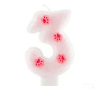 Yiran Bougie de 3e anniversaire pour chats et chiens - Bougie blanche moelleuse avec empreinte de patte - Décoration de gâteau pour fête d'anniversaire sur le thème des animaux de compagnie