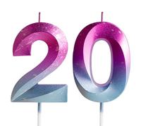 Yiran Bougies d'anniversaire 3D colorées en forme de chiffre 20 - Bougie d'anniversaire pour gâteau de garçons et filles - Bougies d'anniversaire en forme de chiffre 20 - Fournitures de fête pour