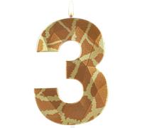 Yiran Bougies d'anniversaire en forme de girafe en forme de chiffre 3, métallique 3D réaliste, impression de girafe, bougies d'anniversaire sur le thème des animaux de safari, décoration de gâteau