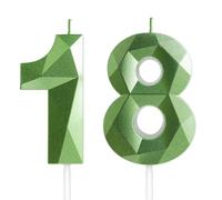 Yiran Bougies Vert Herbe d'Anniversaire 18 Ans - Numéro 18 - Bougies Verte - Bougie d'anniversaire pour gâteau - Bougies de Gâteau Décorations de Gâteau Fête d'Anniversaire, Mariage