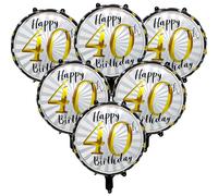 Yiran Decoration Anniversaire 40 ans, 18 Pouces Happy 40th Birthday Foil Helium Ballons, 6 Pièces Décoration Anniversaire de Fête en Noir Or, Deco Joyeux Anniversaire pour 40 ans Homme Femme