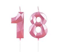 Yiran Rose Bougies d'anniversaire pour 18 ans, 3D bougie numéro 18, bougies dorées, bougie d'anniversaire pour gâteau, bougies d'anniversaire, décorations de gâteau pour fête d'anniversaire, mariage