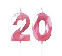 Yiran Rose Bougies d'anniversaire pour 20 ans, 3D bougie numéro 20, bougies Rose, bougie d'anniversaire pour gâteau, bougies d'anniversaire, décorations de gâteau pour fête d'anniversaire, mariage