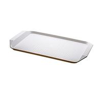 Yirepny 1 plateau de service rectangulaire antidérapant en plastique avec surface en caoutchouc haute adhérence, poignées faciles à prendre en main - Blanc