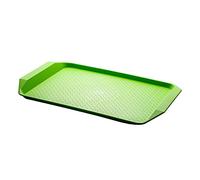 Yirepny Lot de 1 plateau de service rectangulaire antidérapant des deux côtés en plastique pour le dîner avec surface en caoutchouc à haute adhérence, poignées avec bonne prise en main, vert fruit