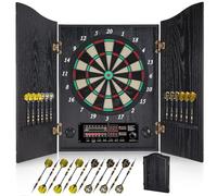 Yirinatek Jeu de Flechette Electronique, Coffret Décoratif pour Cible Flechette Electronique [12*Bronze Fléchettes] [Mode de Jeu Cricket] Jeux de Flechettes Adulte Électronique (Noir)