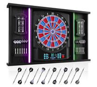 Yirinatek Jeu de Fléchettes Électronique, LED Coffret pour Cible Flechette | [12 Fléchettes] Indicateur LED 8 Joueurs, Jeux de Flechettes Adulte Électronique pour Salle de Jeu, Bar Privé