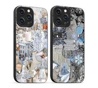 Yirlbey 2 Pièces Hiver Coque pour iPhone 12 Pro 6,1'', Etui Silicone avec Winter Flocon de Neige Collage Aesthetic Motif Design Caméra de Protection Case Antichoc Housse pour Fille Fine TPU Étui