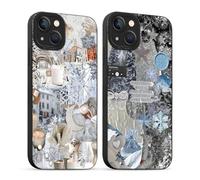 Yirlbey 2 Pièces Hiver Coque pour iPhone 13 Mini 5,4'', Etui Silicone avec Winter Flocon de Neige Collage Aesthetic Motif Design Caméra de Protection Case Antichoc Housse pour Fille Fine TPU Étui