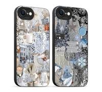 Yirlbey 2 Pièces Hiver Coque pour iPhone 16E 6,1'', Etui Silicone avec Winter Flocon de Neige Collage Aesthetic Motif Design, Caméra de Protection Case Antichoc Housse pour Fille Fine TPU Étui Souple
