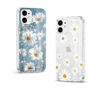 Yirlbey 2 pièces Transparente Brillant Coque pour iPhone 11 6,1", Aesthetic Fleur Motif Marguerite Design pour Filles Étui, Glitter Silicone Anti-Rayures Dur PC Housse Case Cover pour iPhone 11