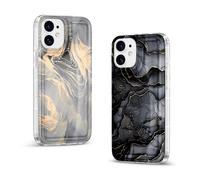 Yirlbey 2 pièces Transparente Brillant Coque pour iPhone 11 6,1", Aesthetic Marbre Motif Noir Design pour Filles Étui, Glitter Silicone Anti-Jaunissement Dur PC Housse Case Cover pour iPhone 11