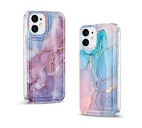 Yirlbey 2 pièces Transparente Brillant Coque pour iPhone 11 6,1", Aesthetic Marbre Motif Pourpre Design pour Filles Étui, Glitter Silicone Anti-Rayures Dur PC Housse Case Cover pour iPhone 11