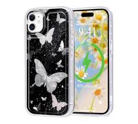 Yirlbey Brillant Coque pour iPhone 11 Papillon, Aesthetic Motif Butterfly Cute Design pour Filles Étui, Transparente Glitter Silicone Anti-Rayures Bumper Housse Case Cover pour iPhone 11 6,1"