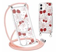 Yirlbey Coque Handykette pour iPhone 11 avec Cordon, Compatible avec MagSafe, Transparent Silicone Étui avec Aesthetic Cerises Motif Case, PC Housse avec Réglable Lanyard pour iPhone11 6,1" Cover