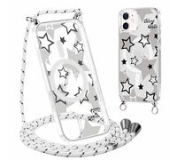 Yirlbey Coque Handykette pour iPhone 12/iPhone 12 Pro avec Cordon, Compatible avec MagSafe, Transparent Silicone Étui avec Aesthetic Étoile Star Motif Case, PC Housse avec Lanyard pour iPhone12 6,1"