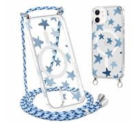 Yirlbey Coque Handykette pour iPhone 12/iPhone 12 Pro avec Cordon, Compatible avec MagSafe, Transparent Silicone Étui avec Aesthetic Étoile Motif Case, PC Housse avec Lanyard pour iPhone12 6,1",Star