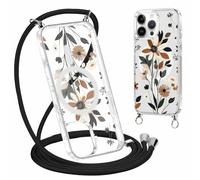 Yirlbey Coque Handykette pour iPhone 14 Pro Max avec Cordon, Compatible avec MagSafe, Transparent Silicone Étui avec Aesthetic Fleur Couleur Motif Case avec Réglable Lanyard pour iPhone 14Pro Max 6,7"
