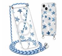 Yirlbey Coque Handykette pour iPhone 15 avec Cordon, Compatible avec MagSafe, Transparent Silicone Étui avec Aesthetic Étoile Motif Case, PC Housse avec Réglable Lanyard pour iPhone15 6,1",Star