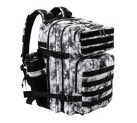 YIRONER Sac à dos 3 jours Assault Outdoor Sac à dos d’escalade imperméable Camping Randonnée Mochila Sac Mochila(NoirBlanc)