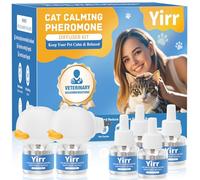 Yirr Diffuseur apaisant pour chat, 6 en 1, diffuseur apaisant aux phéromones pour chaton, diffuseur apaisant multicat, phéromones relaxantes pour soulager le stress, l'anxiété, lutter contre les