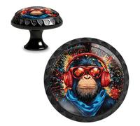 Yiruhe Lot de 4 boutons d'armoire DJ Monkey en acrylique ronds pour maison, commode, cuisine, armoire, porte de placard