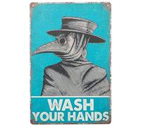 Yiruhe Plaque vintage Doctor Plague Wash Your Hands,20.3x30.5 cm, salle de bain ou cadeaux,Décoration unique pour rappeler de se laver les mains et de rester hygiénique (02)