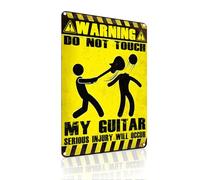 Yiruhe Warning Do Not Touch My Guitar Plaque décorative vintage en métal pour guitare, amateurs, salle de musique, maison, garage, bar, 20 x 30 cm (2345)