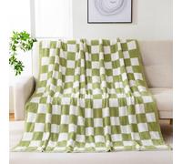 YIRUIO Couverture en Microfibre réversible et Confortable à Carreaux pour Grand lit et très Grand lit - Décoration Confortable - Vert Sauge - 203,2 x 228,6 cm