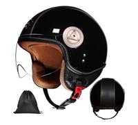 Yirunfa Casque Ouvert Moto 3/4, Casque Unisexe-Adulte Ouvert avec Visière, Approuvé Dot/ECE Demi-Casque Moto Modulable Style Rétro Vintage Jet pour Vélo Scooter Chopper Electrique