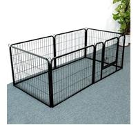 YIS Luxe Parc Enclos en Métal Pliable pour Chiens Chat Lapin Intérieur / Extérieur, 6 Panneaux 80 x 60 cm et 1 Porte - Noir