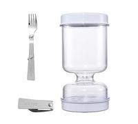 Yisawroy Pot à concombre contenant à concombre anti-fuite avec séparateur de jus de concombre Pot à rabat Porte-sablier Distributeur en plastique Pot de cornichons avec fourchette