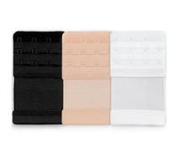 YISCOCKO Lot de 3 rallonges de soutien-gorge à 4 crochets - Noir, couleur peau, blanc - Extensions de bretelles de soutien-gorge