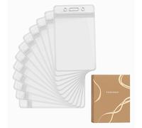 YISCOKO Lot de 12 porte-badges verticaux en plastique imperméable en PVC avec fermeture éclair refermable