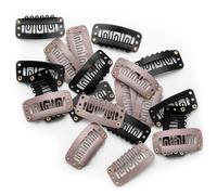 YISCOKO Lot de 20 clips d'extension de cheveux en métal avec caoutchouc souple, noir et marron en forme de U