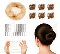 YISCOKO Lot de 20 filets à chignon avec 20 épingles en forme de U pour femmes - Filet invisible de 50 cm pour filles, danseuses de ballet, chefs, infirmières, agents de bord (marron)