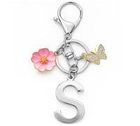 YISCOKO Porte-clés en forme de lettre initiale de l'alphabet, cadeau pour femme, remise de diplôme, anniversaire, Noël, anniversaire de mariage, cadeau de condoléances., acier inoxydable, S