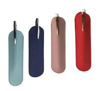 YISENJEE avec Fermeture Trousse À Stylos Étui À Stylo Ovale en Cuir PU Épais, Demi-Fermé, 16,1 cm X 4,2 cm, Housse pour Stylo À Bille, Multicolore, 4 Pièces