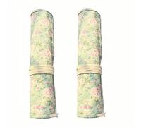 YISENJEE Étui À Crayons en Toile Lot De 2 Sacs De Rangement Extra-Longs pour Pinceaux en Toile, pour Gouache, Peinture À l'huile, Rideau, Stylo-Pink Flower 2 Pack