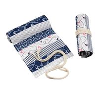 YISENJEE Étui À Crayons en Toile Trousse À Crayons À Motif Océan avec Crayons De Couleur Et Rideau Enroulable en Toile-Sailor-108 Holes