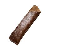 YISENJEE Étui À Stylos Étui À Stylos en Cuir De Vachette Sculpté, Housse De Protection Cousue À La Main, Marron, 4,4 X 16,5 cm