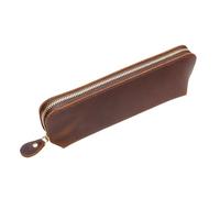 YISENJEE Étui De Protection pour Stylo Pots À Crayons 19 cm X 4,5 cm, Imitation Cuir De Vache, Fait Main, avec Fermeture Éclair, Sac De Rangement pour Stylos, Marron