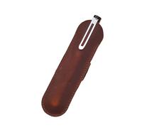 YISENJEE Petite Trousse Stylo Trousse À Crayons en Cuir De Vachette Imitation Cire, Faite À La Main, Étui De Protection pour Stylo Individuel, 155 mm X 35 mm, Orange Foncé